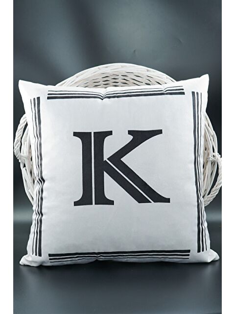 Asdiva Harfli Kırlent Kılıfı Kadife 43x43 Cm Çift Taraflı K Harfi Kedi Desenli Evlilik Teklifi Doğum Günü - S000345742-20063