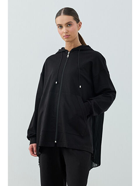 Remsa Pilise Şifon Detay Ceket Pantolon Takım 1624 Siyah