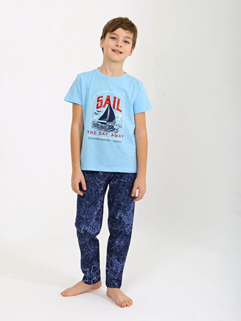 Vitmo Erkek Çocuk Kısa Kollu %100 Pamuklu Pijama Takımı Sail - S000388262-17234
