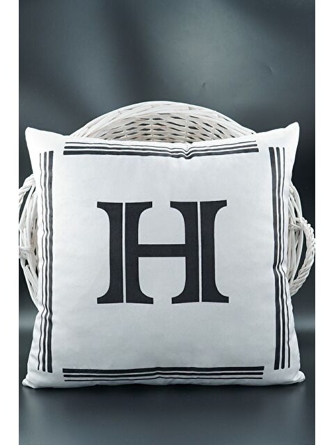 Asdiva Harfli Kırlent Kılıfı Kadife 43x43 Cm Çift Taraflı H Harfi Kedi Desenli Evlilik Teklifi Doğum Günü - S000345746-20063