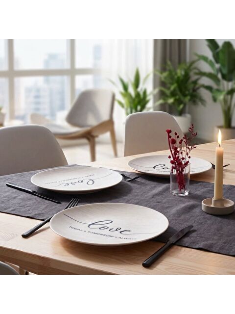 GÜRAL PORSELEN Camelia 4 Parça 25 Cm Servis Tabağı 25342 - S000513439-19966