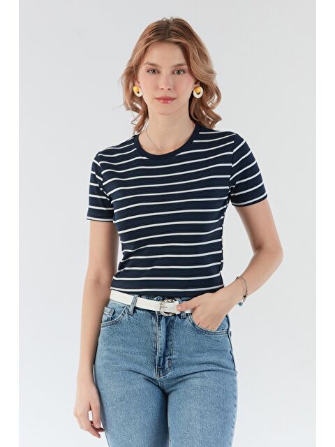 Fullamoda Basic Çizgili Crop Tişört - S000391981-21164