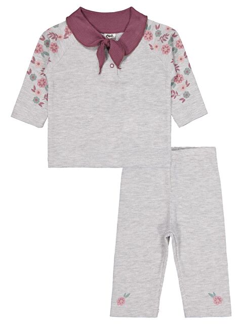 Civil Baby Kol Çiçek Baskılı 6-18 Ay Takım - Gri 9-12 Ay - S000512253-20600