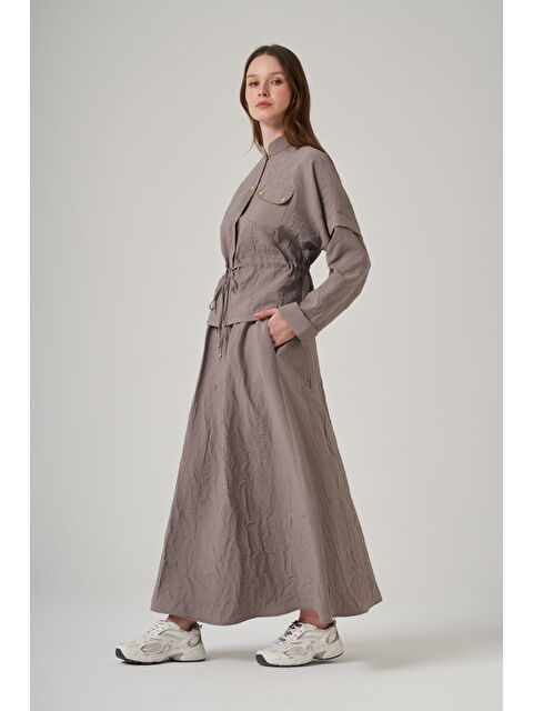 Nuss Kraş Kumaş Ceket Etek Takım 1090 Haki