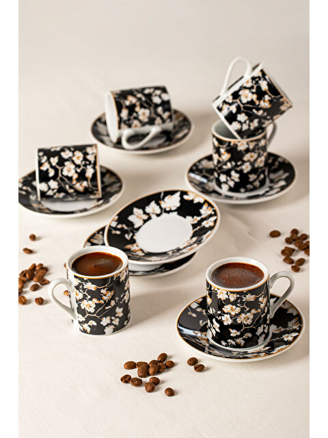 Porsima Sd-210-3 Altın Yaldızlı Porselen 6 Kişilik Fincan Takımı-100ml - S000513445-23173