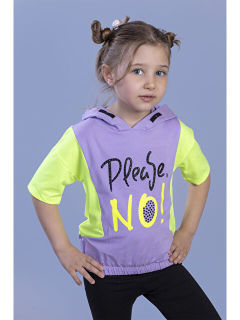 Toontoykids Kız Çocuk Kapüşonlu Garni Detaylı Baskılı Tişört - S000359035-19999