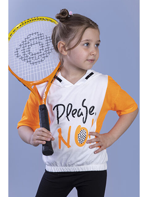Toontoykids Kız Çocuk Kapüşonlu Garni Detaylı Baskılı Tişört - S000359035-19965