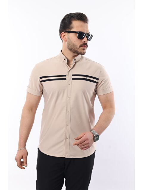Comstar Erkek Kısa Kollu Slim Fit Yazlık Çift Çizgili Gömlek - S000375611-19928