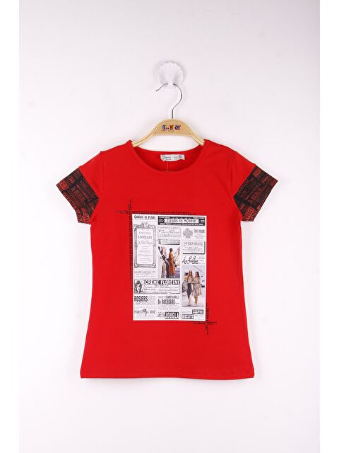 Toontoykids Kız Çocuk Çerçeve Baskılı Taş İşlemeli Tişört - S000358986-20045