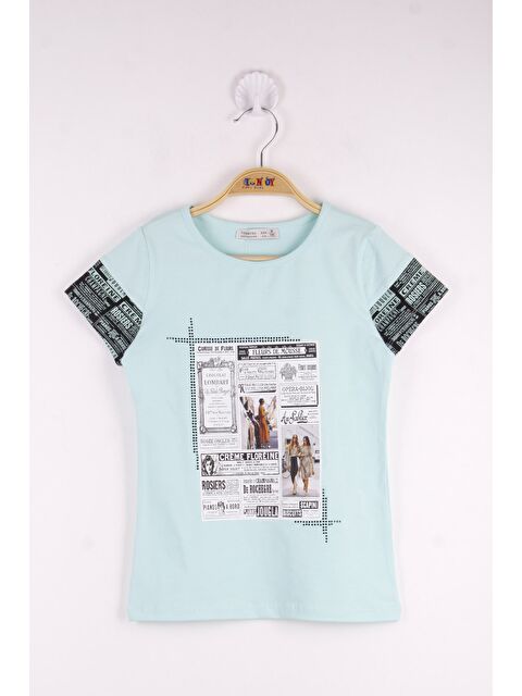 Toontoykids Kız Çocuk Çerçeve Baskılı Taş İşlemeli Tişört - S000358986-20055