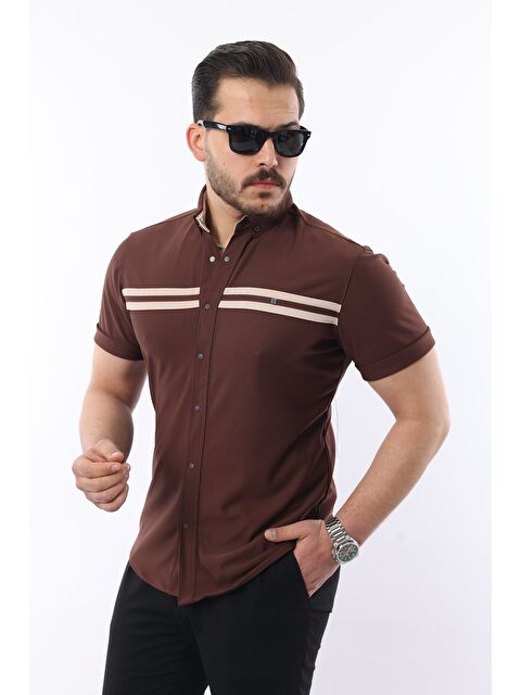 Comstar Erkek Kısa Kollu Slim Fit Yazlık Çift Çizgili Gömlek - S000375611-26413