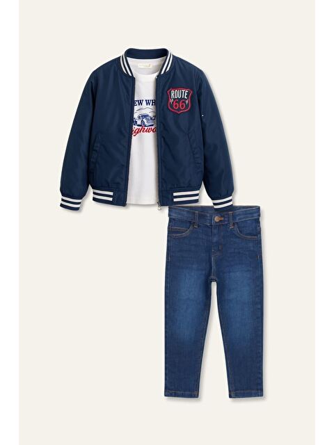 MİNİNİO Erkek Çocuk Kolej Montlu 3'Lü Takım  - Lacivert