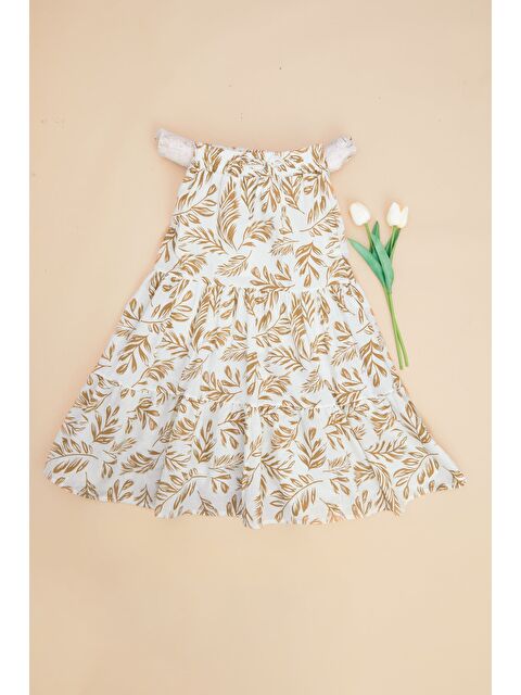 Fullamoda Yaprak Desenli Beli Lastikli Katlı Kız Çocuk Etek - S000527805-26429