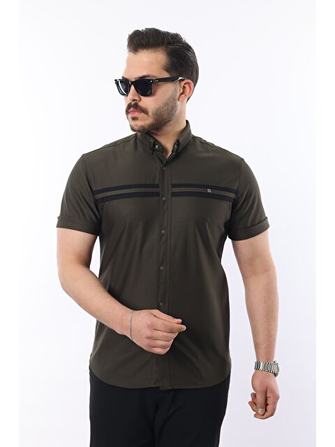 Comstar Erkek Kısa Kollu Slim Fit Yazlık Çift Çizgili Gömlek - S000375611-18547