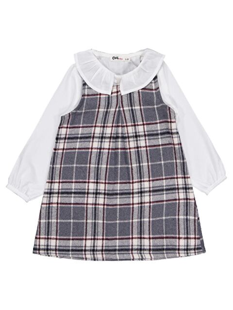 Civil Girls Bebe Yaka 2-5 Yaş Elbise - Gri 3-4 Yaş - S000469406-20600