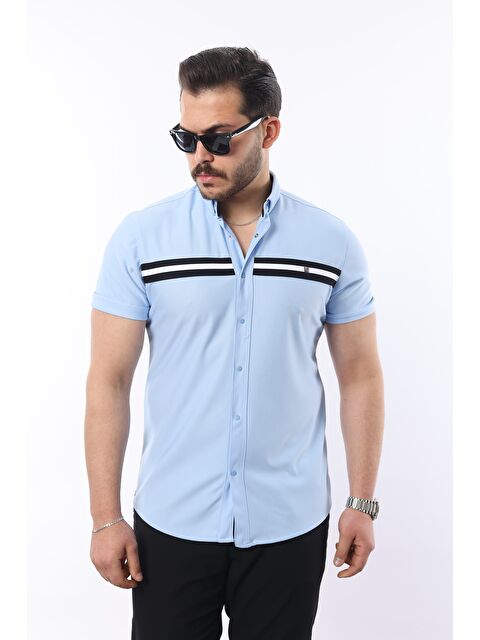 Comstar Erkek Kısa Kollu Slim Fit Yazlık Çift Çizgili Gömlek - S000375611-17234
