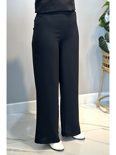 Remsa Krep Kumaş Bol Paça Pantolon 16008 Siyah - S000466105-19351