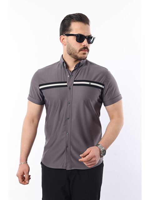 Comstar Erkek Kısa Kollu Slim Fit Yazlık Çift Çizgili Gömlek - S000375611-29666