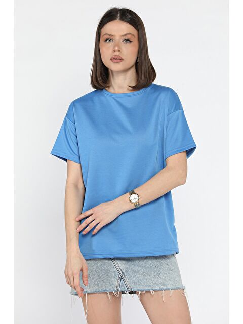 Gülseli Kadın Bisiklet Yaka Basic Tişört - S000361087-17234