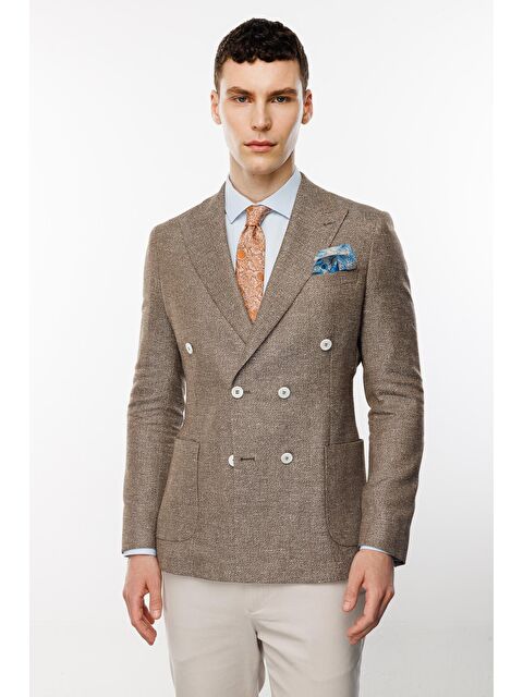 igs Erkek Kahve Slim Fit / Dar Kalıp Geniş Kırlangıç Ceket - S000490249-19413