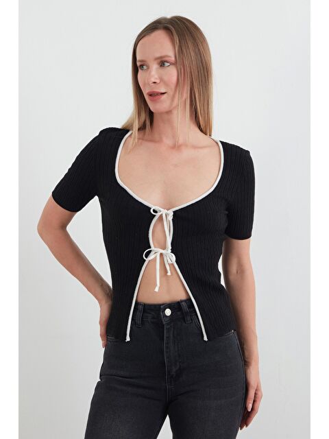 Fullamoda Fitilli Bağlamalı Triko Bluz - S000402036-19351