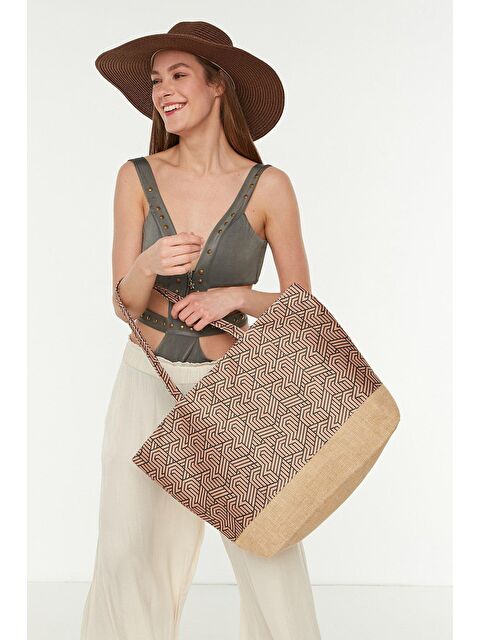 C&City Dijital Baskılı Plaj Çantası Y8670-27 Çok Renkli - S000216531-19413