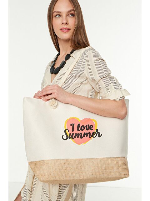 C&City Dijital Baskılı Plaj Çantası Y8670-08 Çok Renkli - S000216535-37243