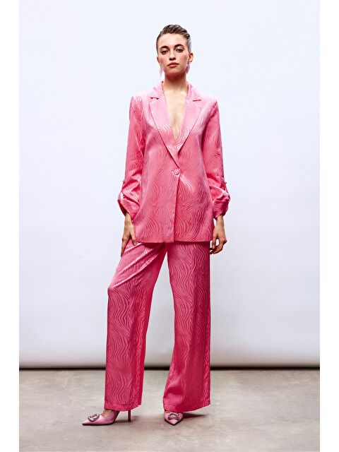 SATEEN Saten Desenli Pantolon - Pembe - S000323829-20024