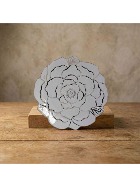 GÜRAL PORSELEN Rose Premium Yaldızlı Çiçek Şekilli Dekoratif Porselen Tabak 21 cm - S000508382-37646