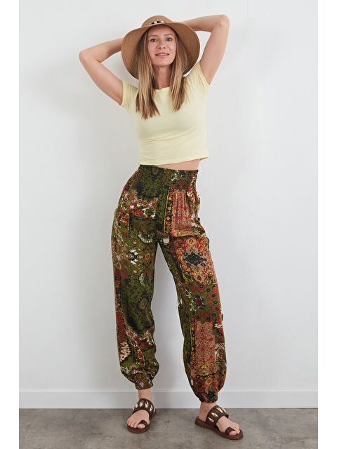 Fullamoda Etnik Desenli Beli Gipeli Şalvar Pantolon - S000402037-18194