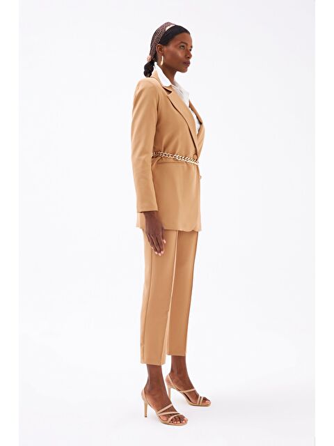 SATEEN Nervür Detaylı Klasik Pantolon - Camel - S000323711-4557