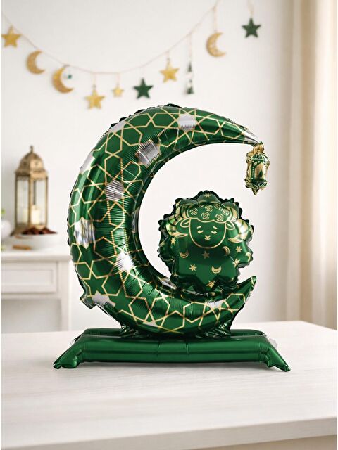 Parti Adresi Ramazan Temalı Ay Şeklinde Yeşil Altın Detaylı Folyo Balon 78 cm - S000508393-18194