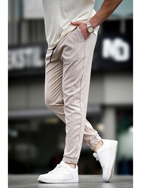 Madmext Ekoseli Bej Jogger Mad4081 - S000436673-19928