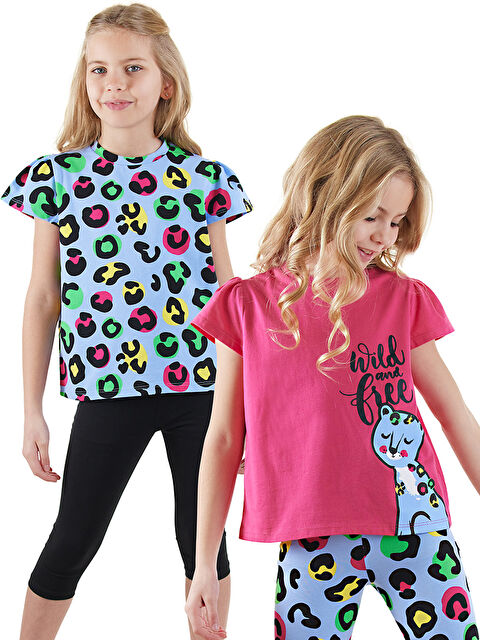 Denokids Kız Çocuk Siyah Leopar 2'li Tişört Takım - S000346862-20024
