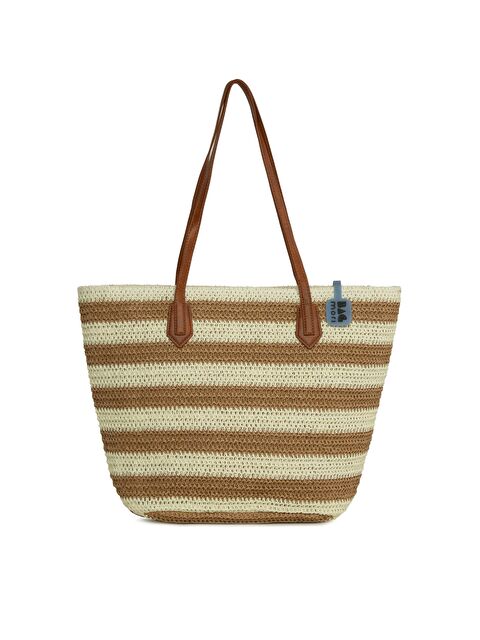 Bagmori Çizgili Hasır Tote Çanta