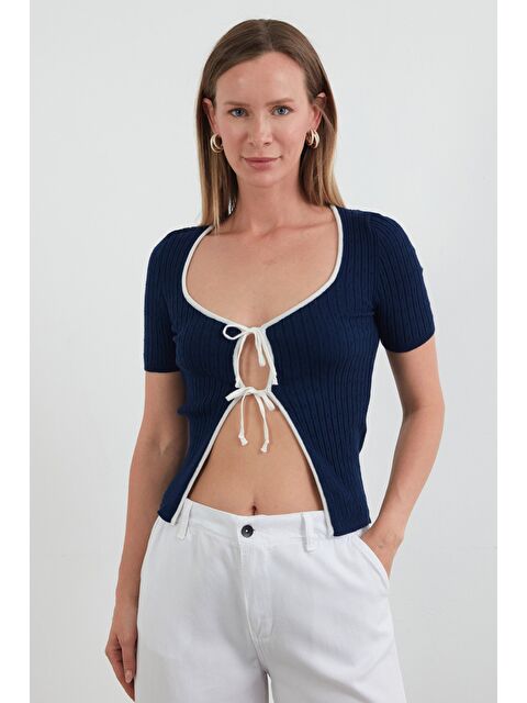 Fullamoda Fitilli Bağlamalı Triko Bluz - S000402036-21164