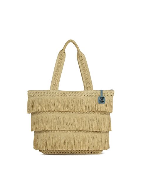 Bagmori Sıralı Püsküllü Tote Hasır Çanta
