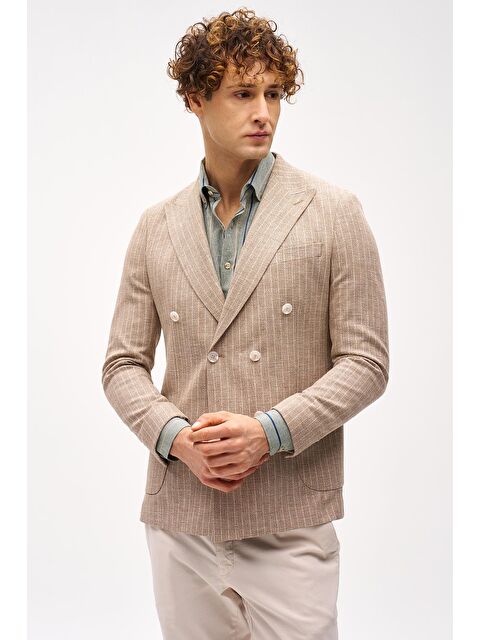 igs Erkek Bej Slim Fit / Dar Kalıp Geniş Kırlangıç Ceket - S000490254-19928