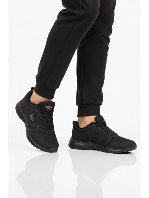 Walkway Siyah Fileli Hafif Esnek Büyük Numara Spor Ayakkabı 020 M