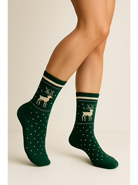 Katia And Bony Kadın Yılbaşı Temalı Soket Çorap Yeşil
