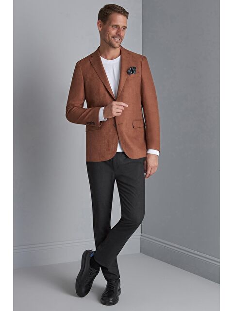 igs Erkek Kiremit Slim Fit / Dar Kalıp Mono Yaka Ceket - S000490255-19413