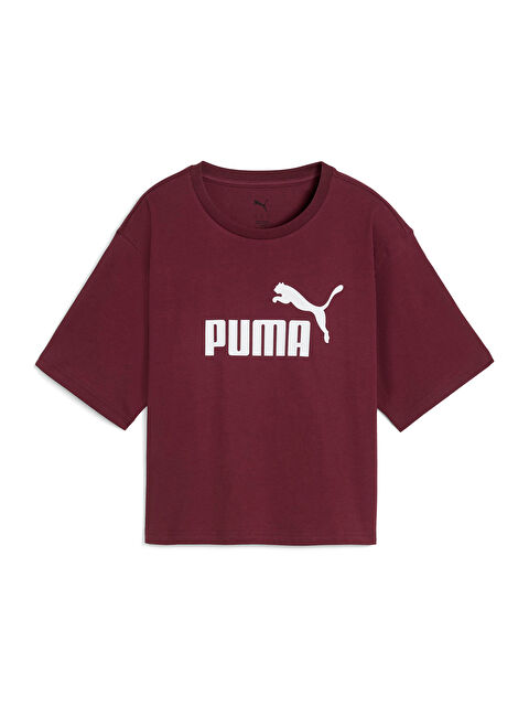 Puma Essentials Cropped No 1 Logo Kadın Bordo Tişört - S000480634-19951