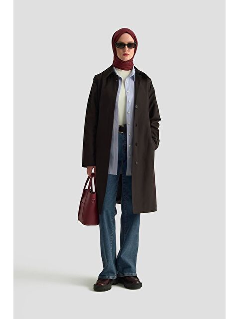 ARMİNE Seyyar Yakalı Trençkot 25K7910 Siyah - S000489655-19351