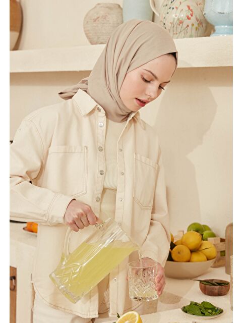 Fresh Scarfs İnce Pamuk Vual Şal Bej - S000420394-19927