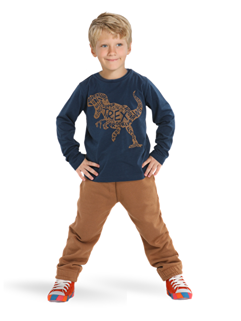 Casabony T-Rex Baskılı Jogger Pantolon + Uzun Kol -Tişört Takım - S000347946-6416