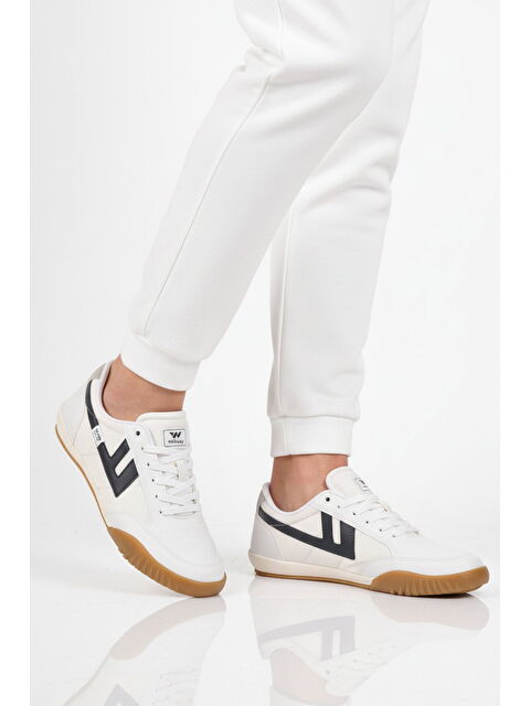 Walkway Beyaz Lacivert Bağcıklı Hafif Esnek Erkek Spor Ayakkabı Antares M