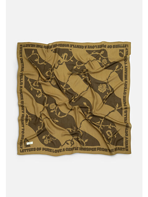 Fresh Scarfs LOVE REVERIE DESEN FLOŞ VİSKON EŞARP ROASTED COFFEE - S000506262-19413