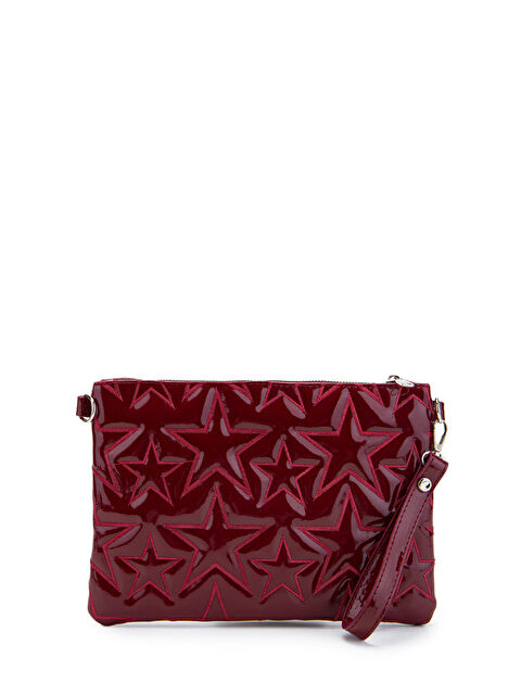 Minebag Yıldız Dikişli Clutch Star Kadın Çanta Bordo Rugan - S000521780-19952