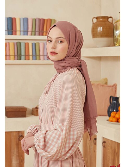 Fresh Scarfs İnce Pamuk Vual Şal Gül Pembe - S000420394-27165