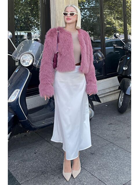 Madmext Bordo Bisiklet Yaka Kadın Suni Kürk Mont Mg2176 - S000266408-19951